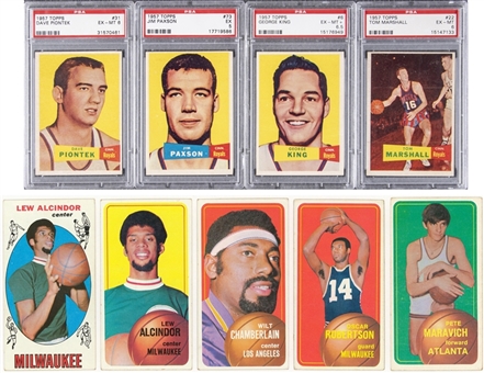1957/58-1970/71 Topps Basketball Collection (9) Including Alcindor and Maravich Rookie Cards!